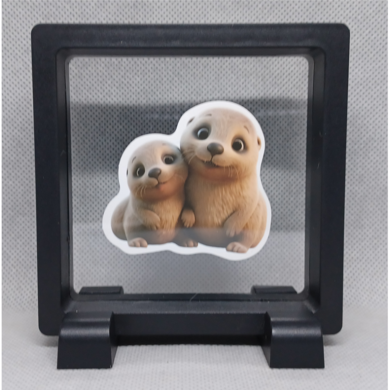 Otters - Vierkante Zwarte Display 9x9 met duo dieren sticker