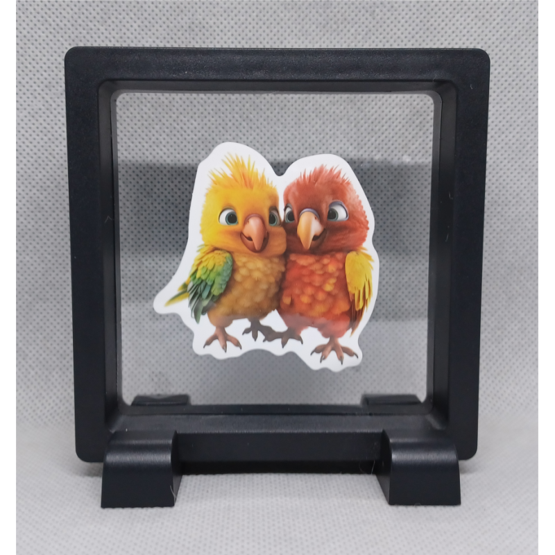 Pietjes - Vierkante Zwarte Display 9x9 met duo dieren sticker