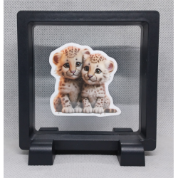 Tigers - Vierkante Zwarte Display 9x9 met duo dieren sticker