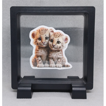 Tigers - Vierkante Zwarte Display 9x9 met duo dieren sticker