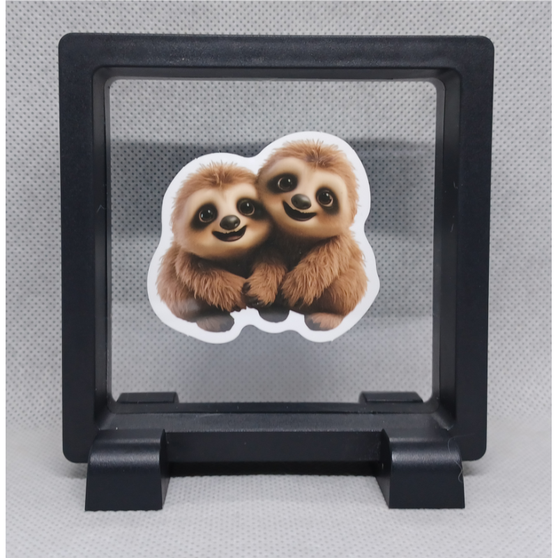 Luiaards - Vierkante Zwarte Display 9x9 met duo dieren sticker