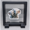 Olifanten - Vierkante Zwarte Display 9x9 met duo dieren sticker