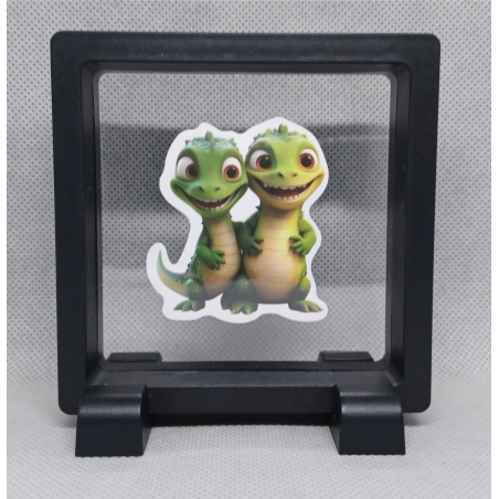 Groene Draken - Vierkante Zwarte Display 9x9 met duo dieren sticker