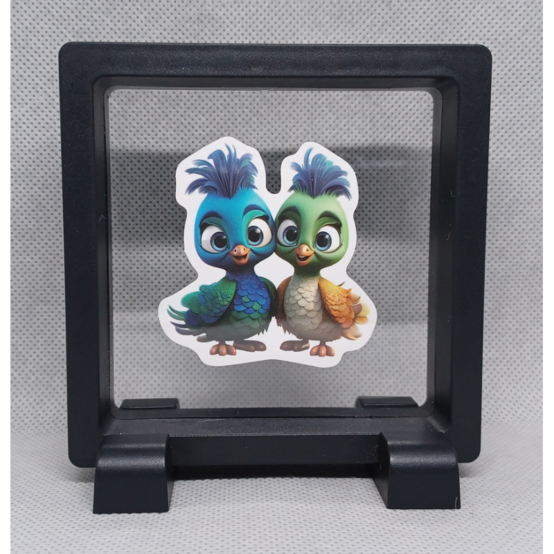 Gekke Vogels - Vierkante Zwarte Display 9x9 met duo dieren sticker