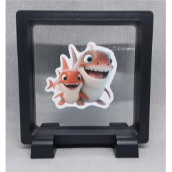 Haaien - Vierkante Zwarte Display 9x9 met duo dieren sticker