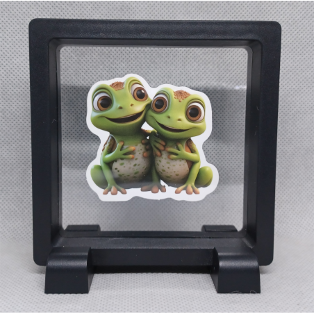 Kikkers - Vierkante Zwarte Display 9x9 met duo dieren sticker