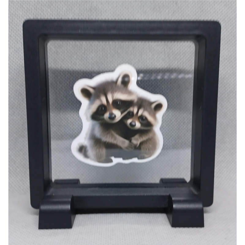 Wasberen - Vierkante Zwarte Display 9x9 met duo dieren sticker