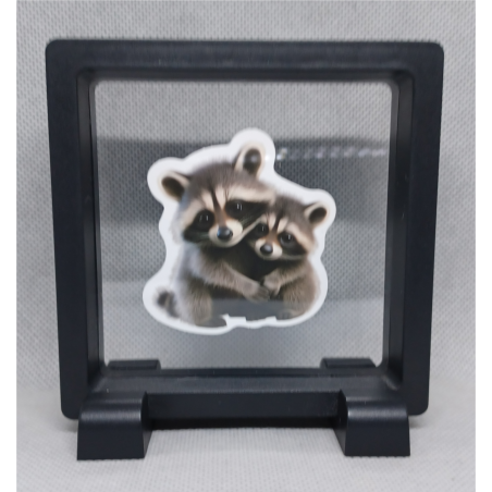 Wasberen - Vierkante Zwarte Display 9x9 met duo dieren sticker