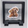 Puppies - Vierkante Zwarte Display 9x9 met duo dieren sticker