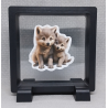 Wolven - Vierkante Zwarte Display 9x9 met duo dieren sticker