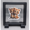 Bruine Tigers - Vierkante Zwarte Display 9x9 met duo dieren sticker