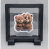 Beren - Vierkante Zwarte Display 9x9 met duo dieren sticker