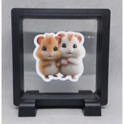 Hamsters - Vierkante Zwarte Display 9x9 met duo dieren sticker