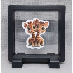 Giraffen - Vierkante Zwarte Display 9x9 met duo dieren sticker