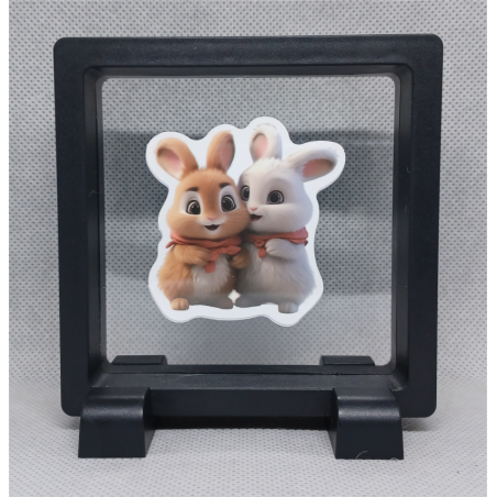 Konijntjes - Vierkante Zwarte Display 9x9 met duo dieren sticker