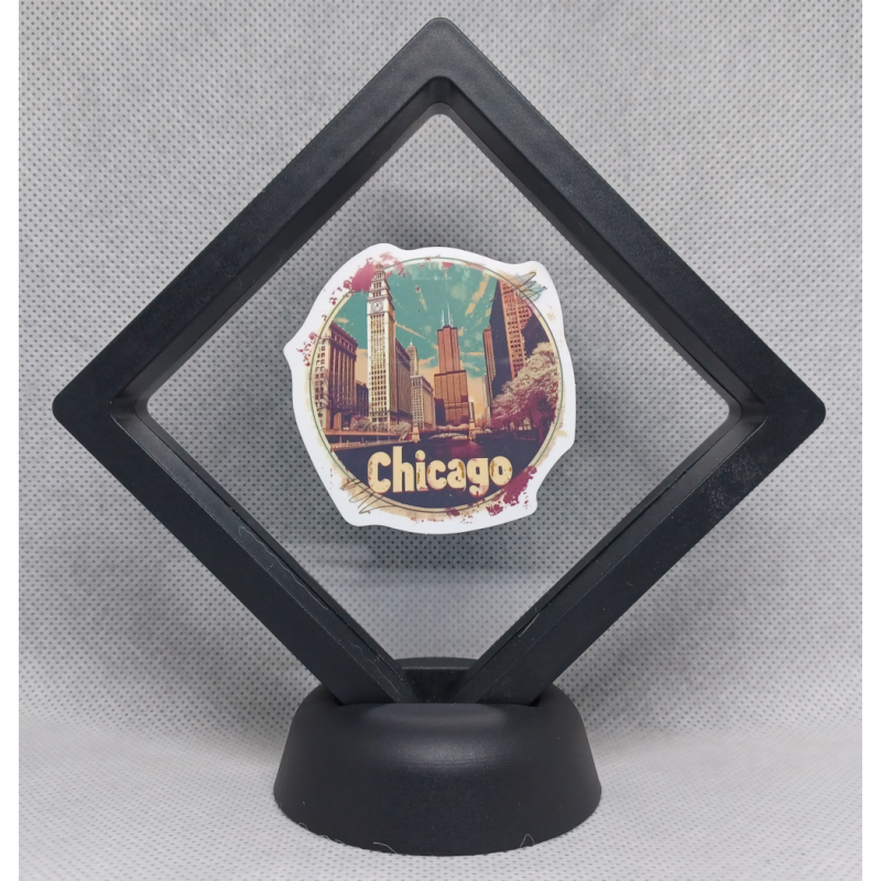 Chicago Skycrapers - Zwarte Display 9x9 met steden sticker