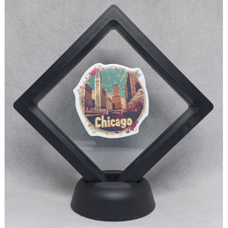 Chicago Skycrapers - Zwarte Display 9x9 met steden sticker