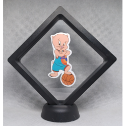 Porky Pig Basketbal - Zwarte Display 11x11 met Space Jam sticker