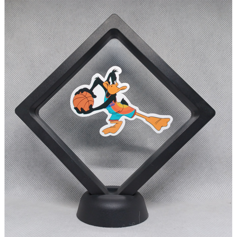 Daffy Duck Basketbal - Zwarte Display 11x11 met Space Jam sticker