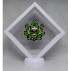 Cannabisblad Schedel - Witte Display 11x11 met Smokers sticker