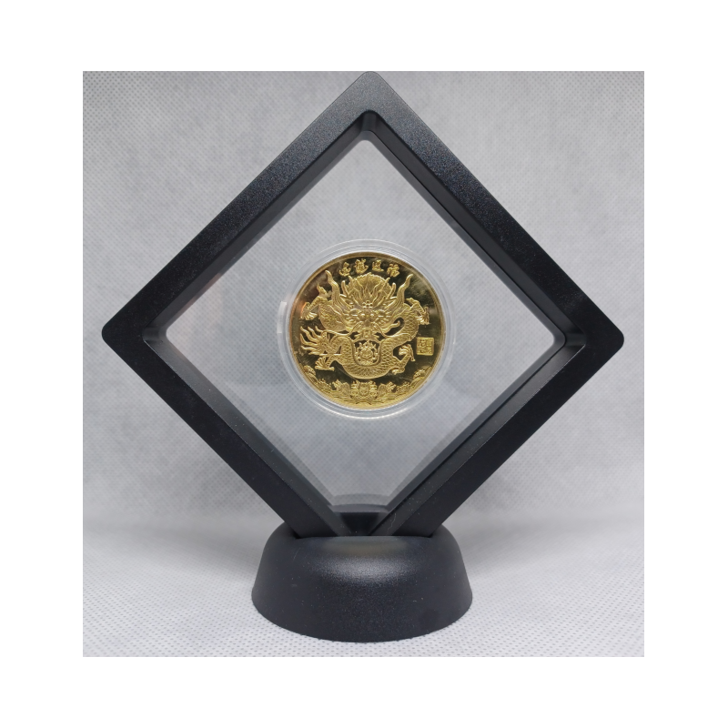 Kopie van Munten Display 9x9 - Feng Shui Draak - Chinese Tekens - Goud