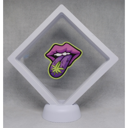 Paarse Cannabis Tong - Witte Display 11x11 met Smokers sticker