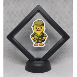 Militair Eend - Zwarte Display 9x9 met badeend sticker