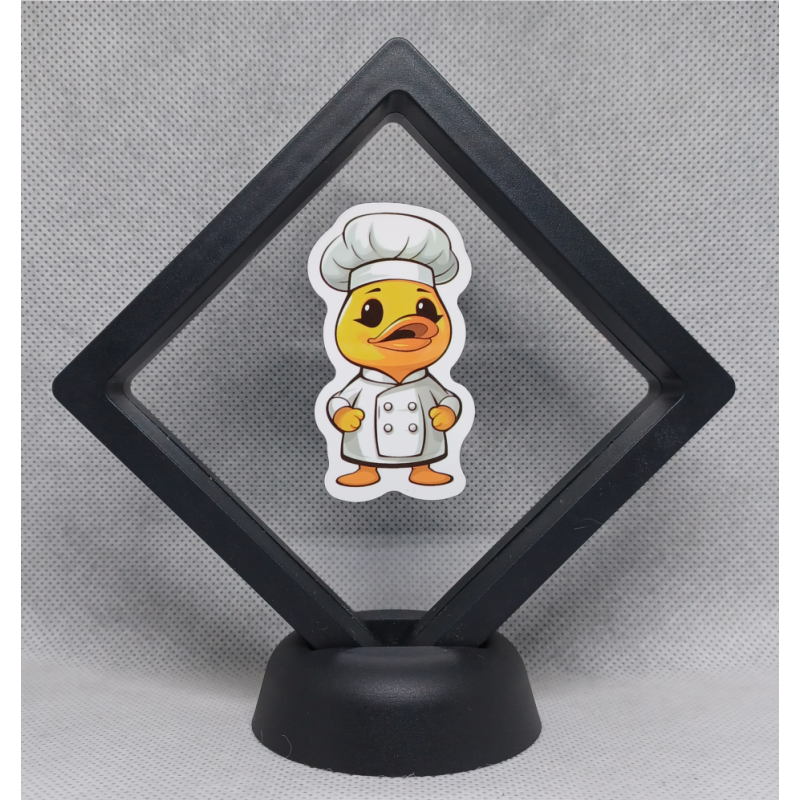 Chef Kok Eend - Zwarte Display 9x9 met badeend sticker