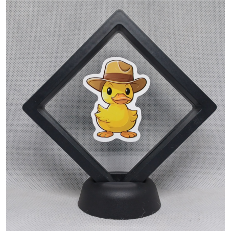 Cowboy Eend - Zwarte Display 9x9 met badeend sticker