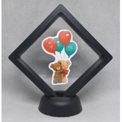 Beren met ballonen - Zwarte Display 9x9 met ballonnen sticker