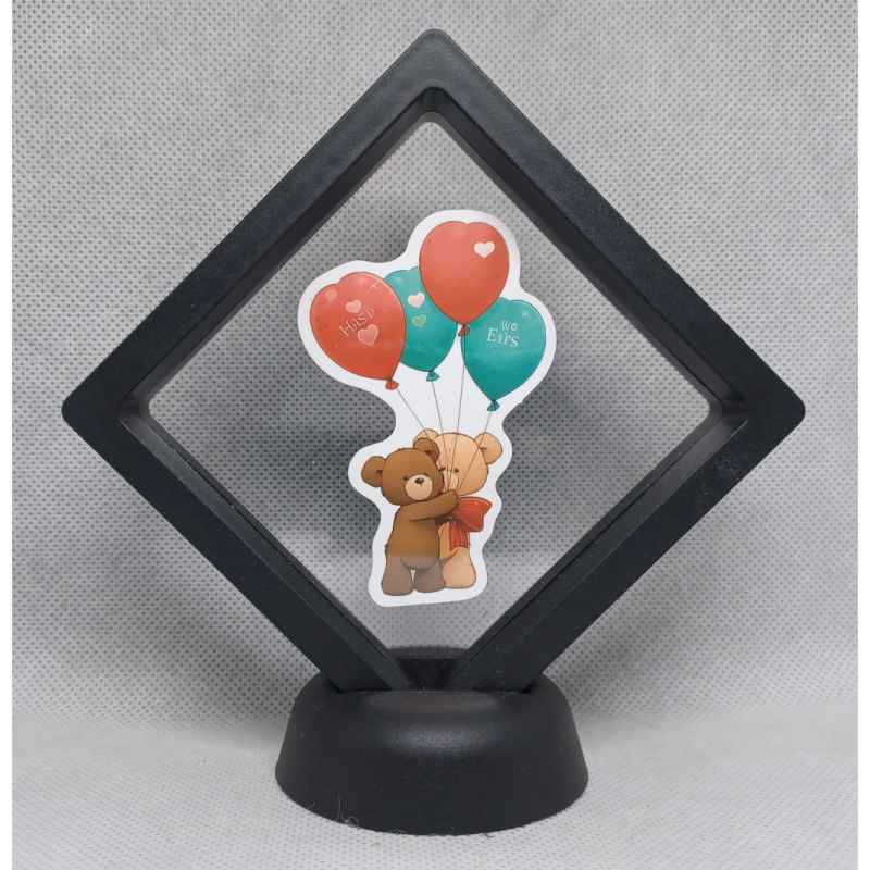 Beren met ballonen - Zwarte Display 9x9 met ballonnen sticker