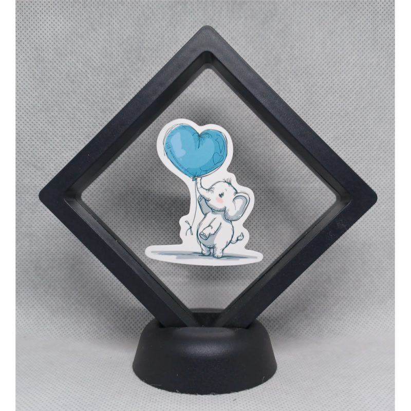 Olifant Hart - Zwarte Display 9x9 met ballonnen sticker