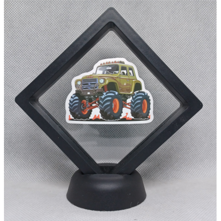 Groene Monstertruck - Zwarte Display 9x9 met monstertruck sticker