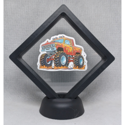 Vlammen Monstertruck - Zwarte Display 9x9 met monstertruck sticker