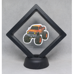 Oranje Monstertruck - Zwarte Display 9x9 met monstertruck sticker