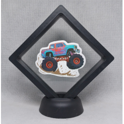 Rood Blauw Monstertruck - Zwarte Display 9x9 met monstertruck sticker