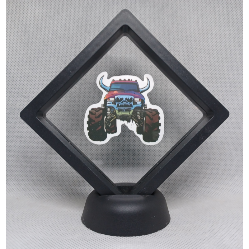 Monstertruck Met Horns - Zwarte Display 9x9 met monstertruck sticker