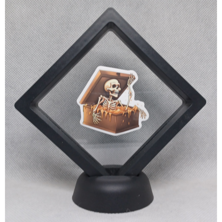 Skelet uit box - Zwarte Display 9x9 met Skeletten sticker