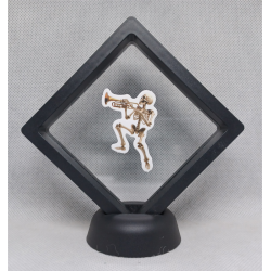 Skelet Gouden Trompet - Zwarte Display 9x9 met Skeletten sticker