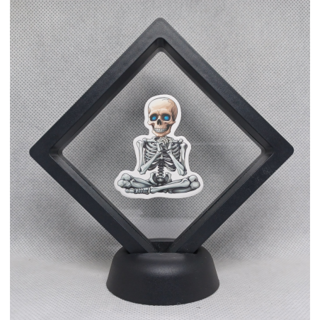 Blauwe Ogen - Zwarte Display 9x9 met Skeletten sticker