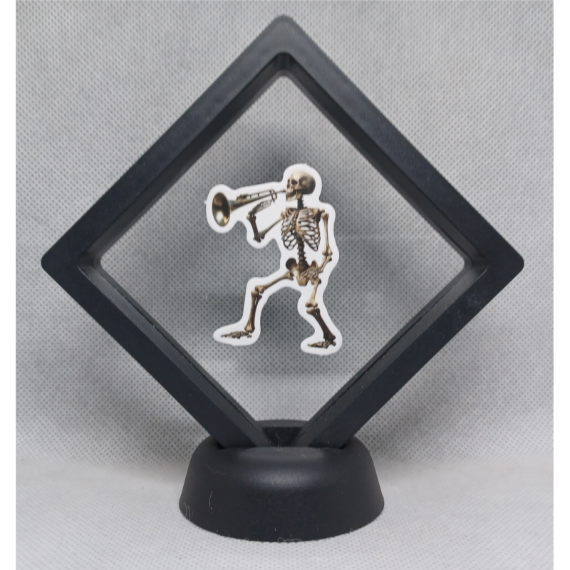 Skelet Trompet - Zwarte Display 9x9 met Skeletten sticker