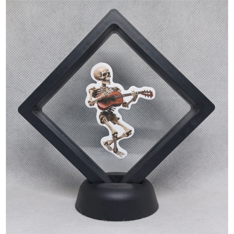 Gitaar Skelet - Zwarte Display 9x9 met Skeletten sticker