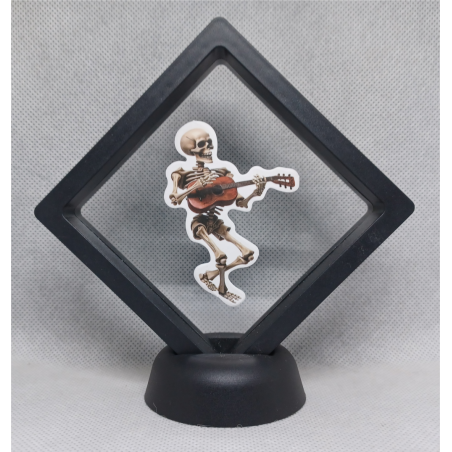 Gitaar Skelet - Zwarte Display 9x9 met Skeletten sticker