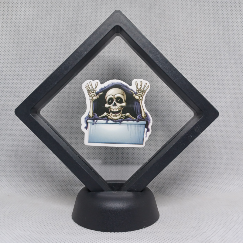 Blauwe Box Skelet - Zwarte Display 9x9 met Skeletten sticker