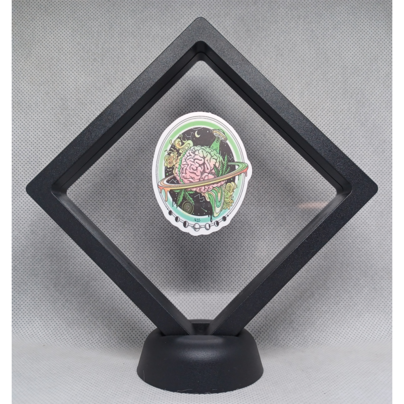 Hersenen Ring - Zwarte Display 11x11 met smokers sticker