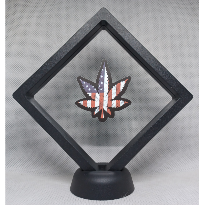 Cannabis Blad USA - Zwarte Display 11x11 met smokers sticker