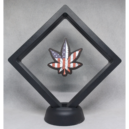 Cannabis Blad USA - Zwarte Display 11x11 met smokers sticker