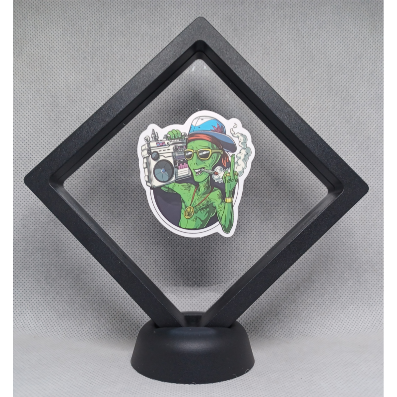 Smoking Alien Muziek - Zwarte Display 11x11 met smokers sticker