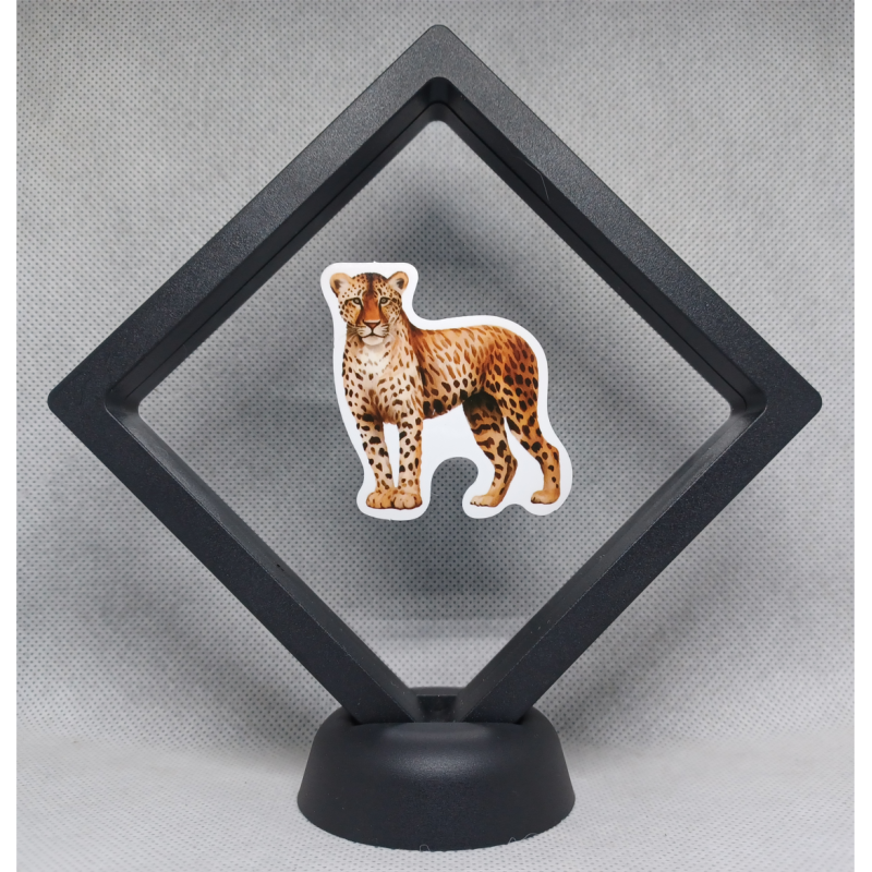 Luipaard - Zwarte Display 11x11 met dieren sticker