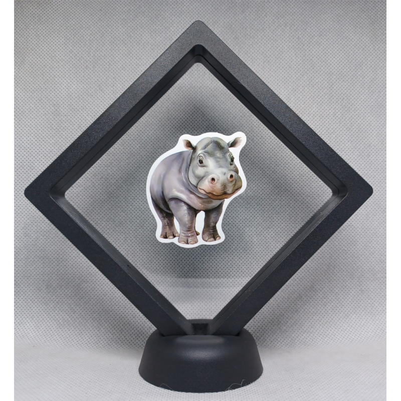 Nijlpaard - Zwarte Display 11x11 met dieren sticker